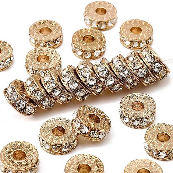 Стойки обшивки плоские круглые литые горный хрусталь бисер, долговечный, 13x5 мм, отверстие : 4 мм