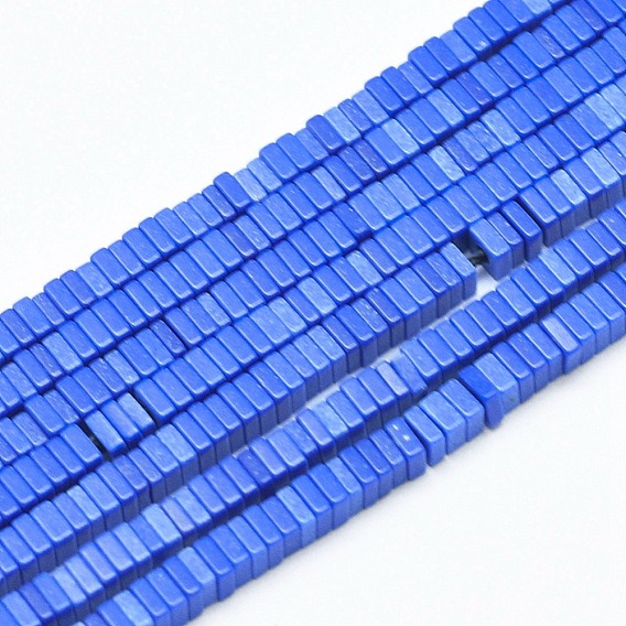 Natural Agate Beads Strands, Dyed & Heated, Square Heishi Beads