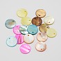 Dyed Natural Flat Round Shell Pendant, 15x2mm, Hole: 1.5mm