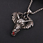 Дракон с крылом 304 ожерелья из нержавеющей стали с рубиновыми стразами для мужчин