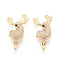 Латунные микропаве прозрачные подвески с фианитом, олень, без никеля 