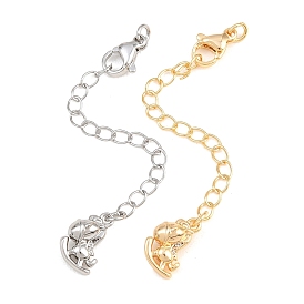 Brass Curb Chain Extender, End Chains with Lobster Claw Clasps and Cubic Zirconia Charms, Hobbyhorse