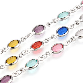 Латунные овальные звенья ручной работы, со стеклом, пайки, с катушкой