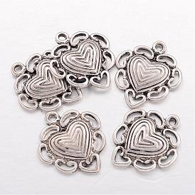 Alloy Pendants, Lead Free and Cadmium Free, Heart, about 23mm long, 21mm wide, 3mm thick, hole: 1.5mm
