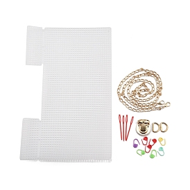 Kits para hacer bolsas de ganchillo de tejido de plástico rectangulares diy, bolsos cruzados hechos a mano