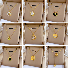 Geometric Planet Minimalist Gold Necklace - Lock Collar Chain for Women.