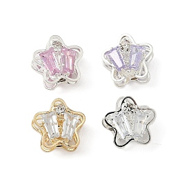 Латунные микро проложить кубического циркония бусы, без кадмия и без свинца, звезда, со стразами