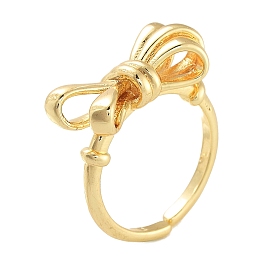 Bowknot Rack Plating Brass Open Cuff Rings, Wide Band Rings for Women, Long-Lasting Plated, Lead Free & Cadmium Free