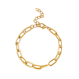 Bracelet à chaîne chunky minimaliste - bracelet trombone rectangulaire à la mode, style occidental.