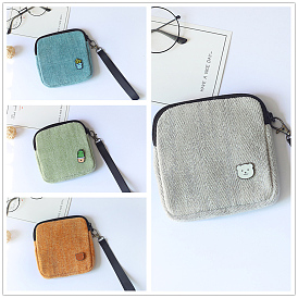Cloth Clutch Bags, Change Purse with Wristlet Strap for Women, Square
