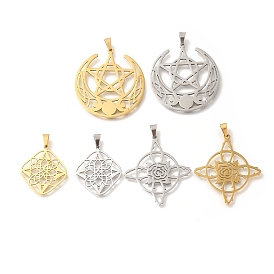 304 Stainless Steel Pendants, Laser Cut, Witch Knot & Star Charm