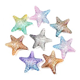 UV Plating Transparent Acrylic Beads, Iridescent, Starfish, Two Tone