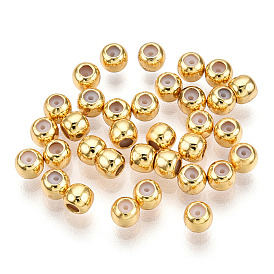 Perles en laiton, avec caoutchouc à l'intérieur, perles de curseur, sans nickel, ronde