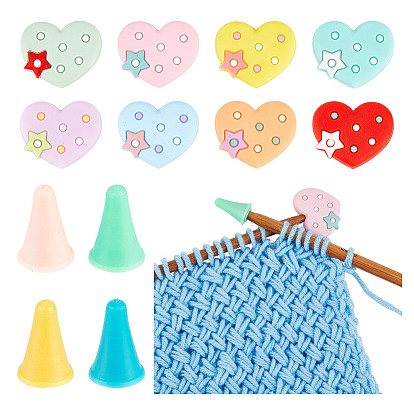 Силиконовые сердечки и синтетические резиновые конусы для спиц, вязальные игольные колпачки