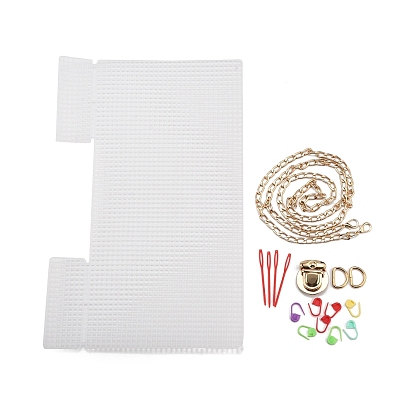 DIY Rectangle Plastic Knitting Crochet Bag Making Kits, Handmade Crossbody Bags