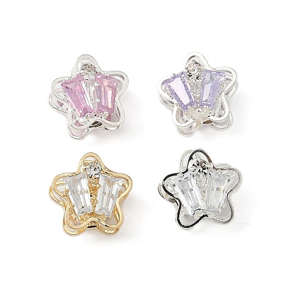 Латунные микро проложить кубического циркония бусы, без кадмия и без свинца, звезда, со стразами
