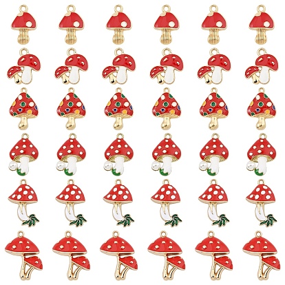 12 шт. 6 стили подвески из экологически чистого сплава с эмалью в виде грибов на осеннюю тему, золотой свет, без кадмия и без свинца и без никеля
