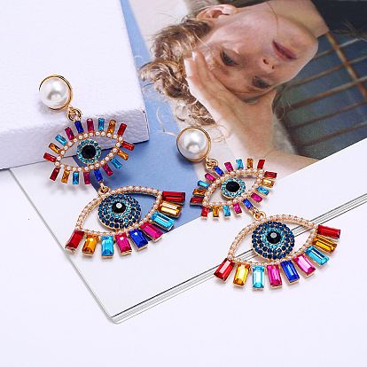 Bold and Unique Eye-shaped Earrings for Women - Devilish Charm in Long Vintage Dangles