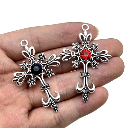 Подвески из сплава и страза, крестик