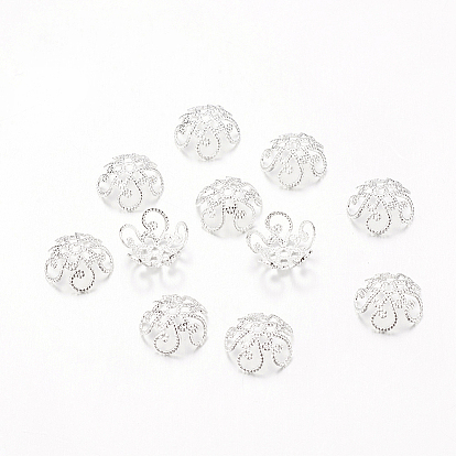 5 -petal филигрань латунные крышки шарика,, 10x4.5 мм, отверстие : 1 мм