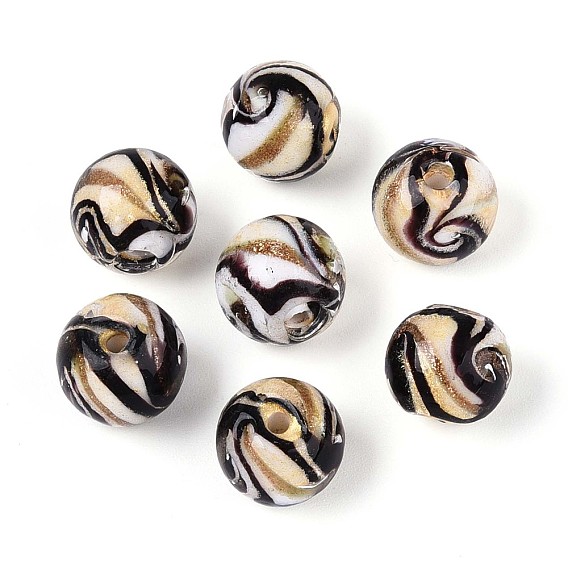 Бусины ручной работы бусины золотого песка, круглые