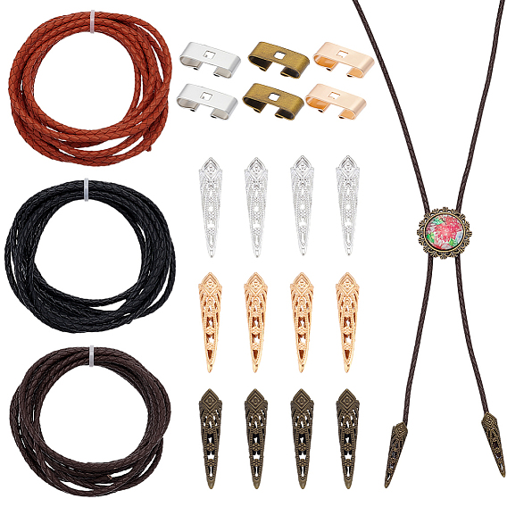 Набор для изготовления своими руками, включая латунный конус, железные застежки для галстука-боло, аксессуары, круглые шнуры плетеный коровьей