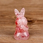 Resin Home Display Decorations, with Natural & Synthetic Gemstone Chips Inside, Rabbit