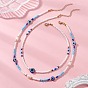 2Pcs 2 Styles Natural Pearl & Blue Resin Evil Eye & Glass Seed Beaded Necklaces for Women