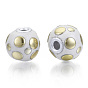 Handmade Indonesia Round Beads, with Silver Color Plated Metal Color Double Alloy Core