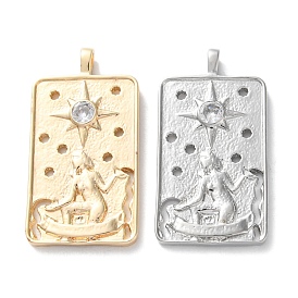 Латунные микро проложить кубического циркония подвески, без кадмия, без никеля и без свинца, прямоугольник со звездными подвесками