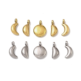 5 шт. 304 подвески из нержавеющей стали, ионное покрытие (ip), плоский круглый и лунный шарм