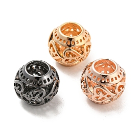 Alloy European Beads, Large Hole Beads, Hollow, Round with Heart
