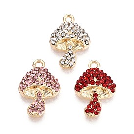 Подвески из сплава со стразами, гриб, без кадмия, без никеля и без свинца, золотые / платиновые