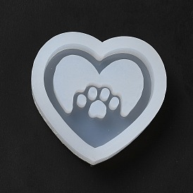 DIY Quicksand Silicone Molds, Resin Casting Molds, for UV Resin, Epoxy Resin Craft Making, Heart with Paw Print