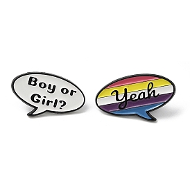 Creative Speech Bubble Enamel Pins, Black Alloy Brooch for Backpack Clothes