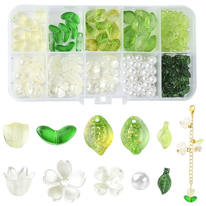 DIY Jewelry Making Findings Kits, including Acrylic Charms, Glass Charms & Beads, ABS Plastic Imitation Pearl Bead Caps & Beads