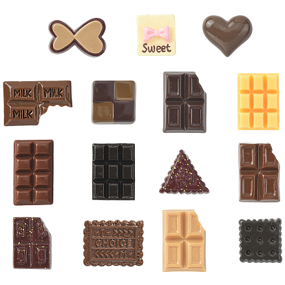 60шт 15 стили непрозрачная смола имитация шоколада кабошоны