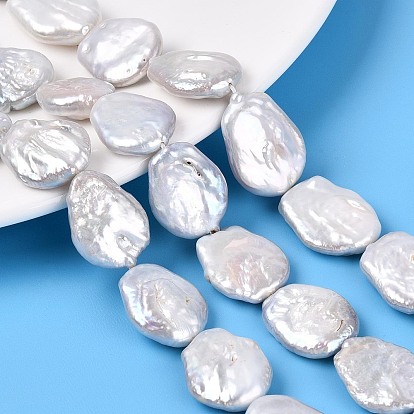 Natural Nucleated Cultured Freshwater Pearl Beads Strands, Teardrop