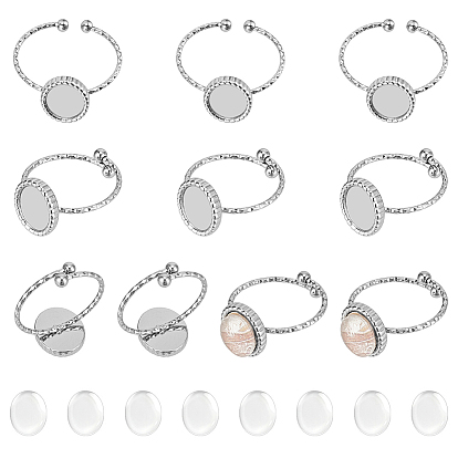 Наборы для самостоятельного изготовления овальных колец, включая 304 регулируемые кольца из нержавеющей стали, Кабошоны из стекла