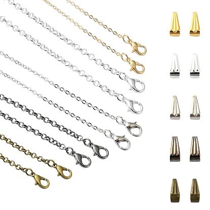 50шт 10 стили железные цепочки Роло изготовление ожерелья, с омаром застежками, припаян железными защелками на дужках