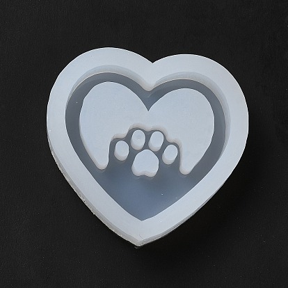 DIY Quicksand Silicone Molds, Resin Casting Molds, for UV Resin, Epoxy Resin Craft Making, Heart with Paw Print