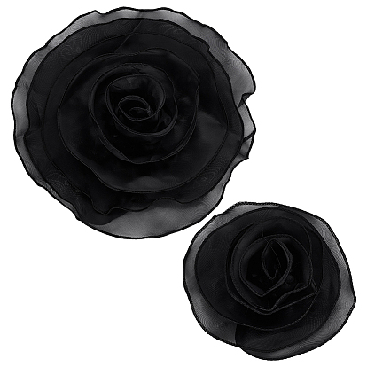 2 шт. 2 стили броши-цветы из органзы, с пин железа