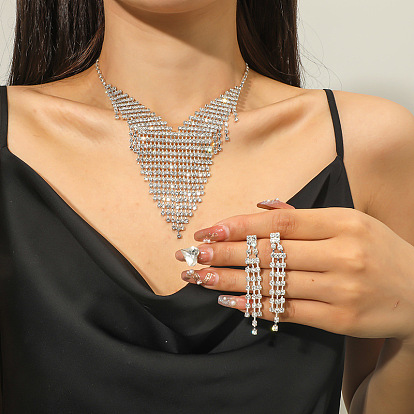 Шикарные комплекты из латунных кисточек со стразами и ожерельями для невесты для свадьбы