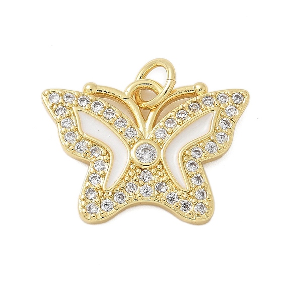 Латунные микро проложить кубического циркония подвески, с эмалью, бабочки прелести, стойки покрытие, без кадмия и без свинца, долговечный, с целью перехода в кольце