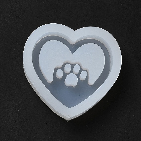 DIY Quicksand Silicone Molds, Resin Casting Molds, for UV Resin, Epoxy Resin Craft Making, Heart with Paw Print