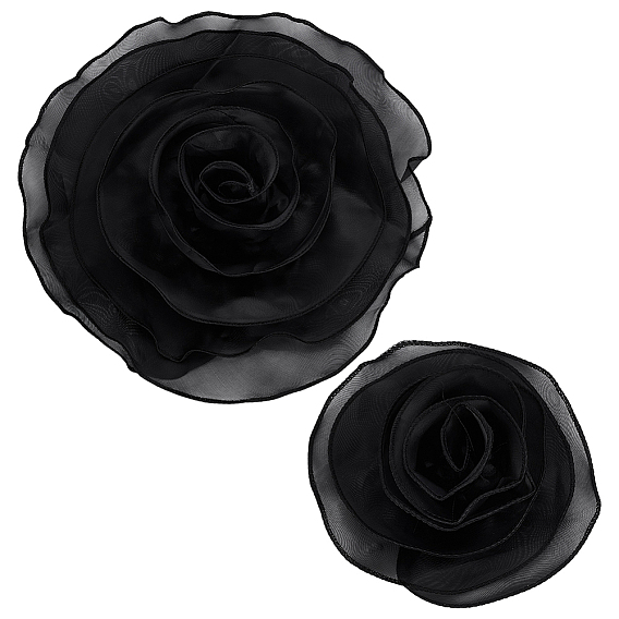 2 шт. 2 стили броши-цветы из органзы, с пин железа