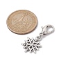Christmas Sonwflake Alloy Pendant Decorations, with Lobster Claw Clasps