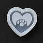 DIY Quicksand Silicone Molds, Resin Casting Molds, for UV Resin, Epoxy Resin Craft Making, Heart with Paw Print