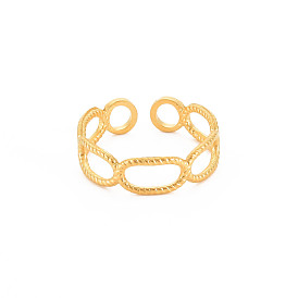 304 Stainless Steel Open Oval Wrap Cuff Ring for Women