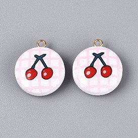 Печатные акриловые подвески, плоские круглые и вишневые подвески, с латунной найти